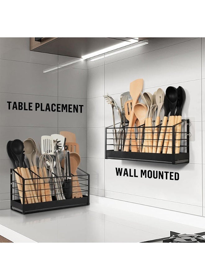 FUOE Wall-mounted kitchen dish rack - silicone coated dish organizer with chopstick holder and diatomaceous earth base. A countertop storage rack for spoons, forks, and kitchen utensils, this space-saving modern kitchen dish rack offers convenient storage. - Image 1